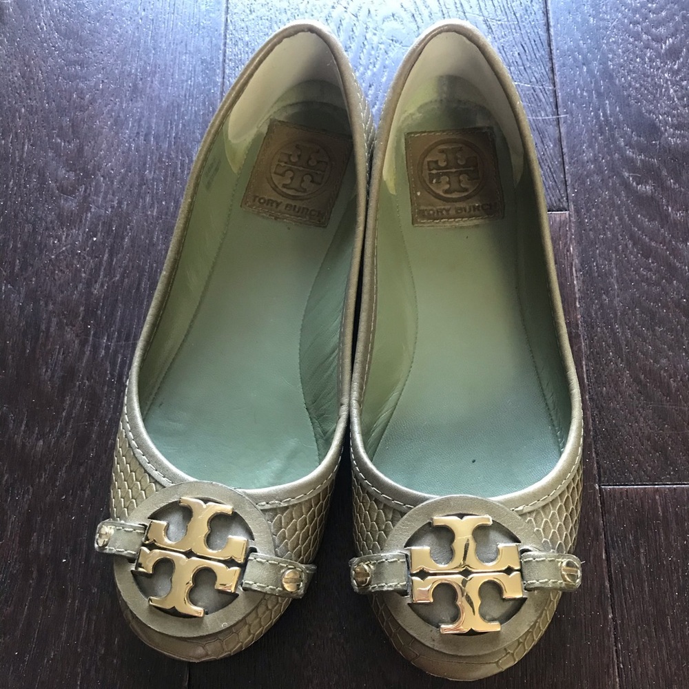 green Tory Burch flats